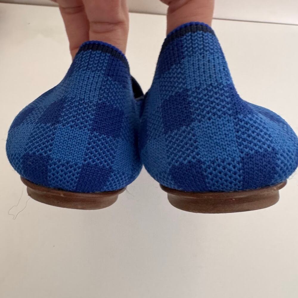 Rothy's Limited Edition Lazuli Blue Gingham Plaid Pointed Toe Loafers - Picture 2 of 5